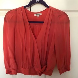Madewell silk wrap top size xs